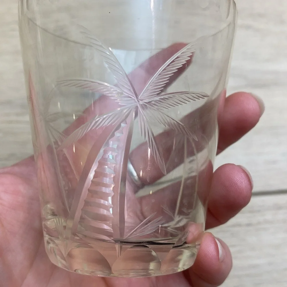 Antique‎ Cut Glass Palm Tree Cup